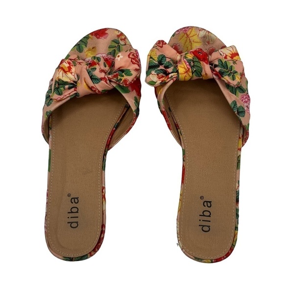 diba Pink Floral Fabric Wrapped Bow Slip On Sandal Size 7 Women’s - Picture 5 of 9